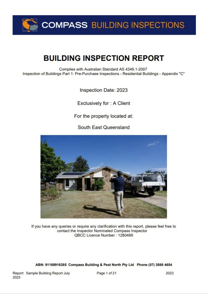 Front page of a building inspection report